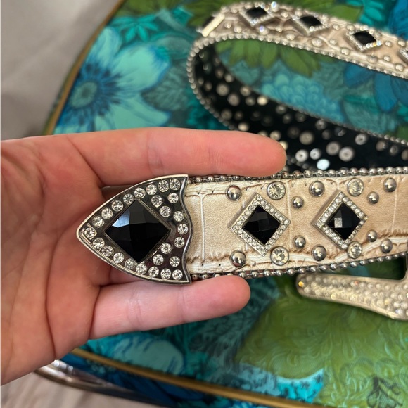 Y2K Party Girl Western Snakeskin Faux Leather Rhinestone Studded Belt 33-38” - Picture 4 of 14